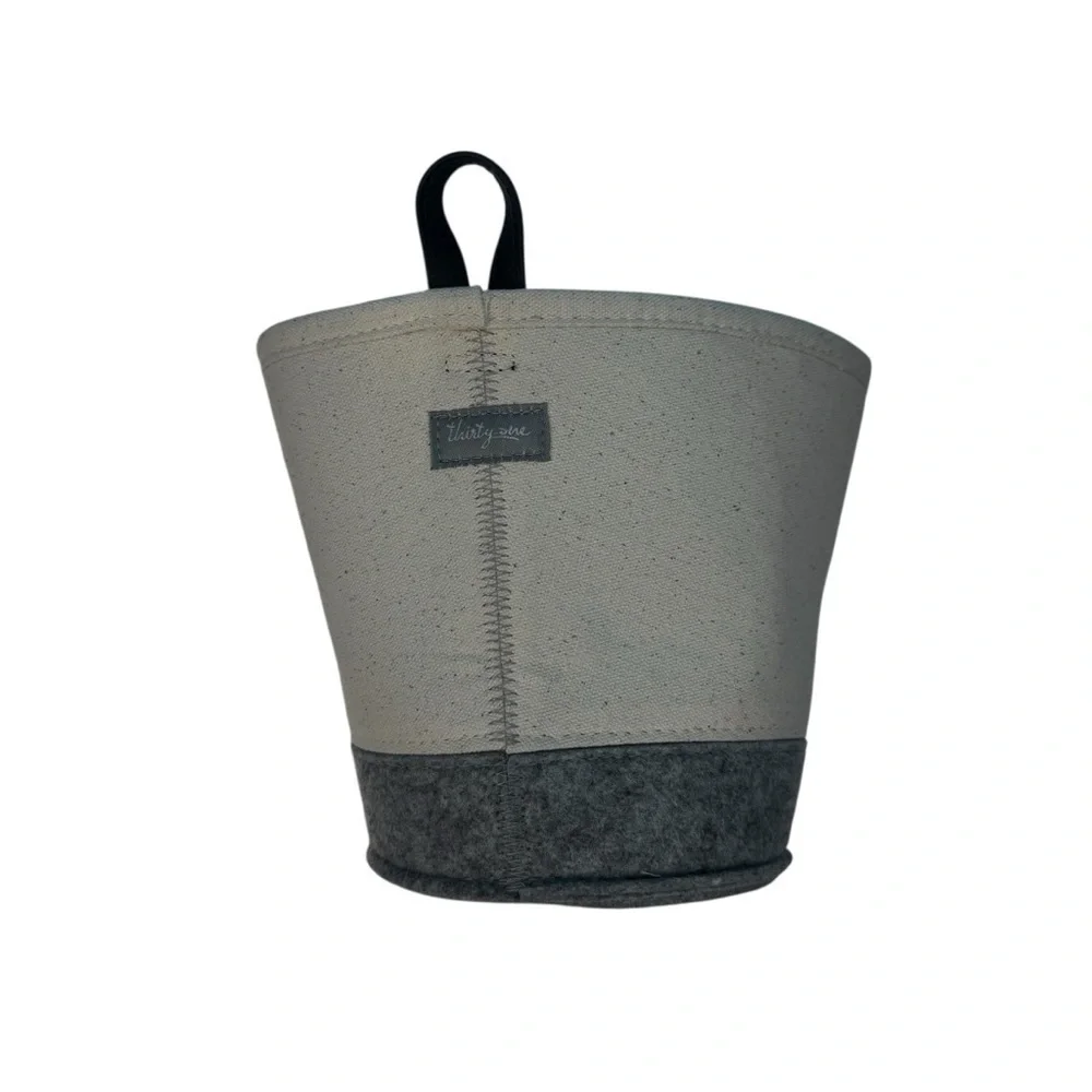 NWT Bee Kind Gray and Cream Felt Storage Basket